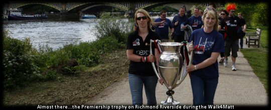 Walk4Matt Richmond Riverside with the Premiership trophy